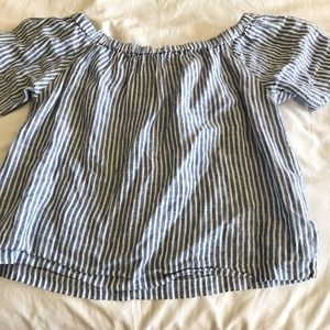 J. Crew Off-The-Shoulder Pinstripe Top